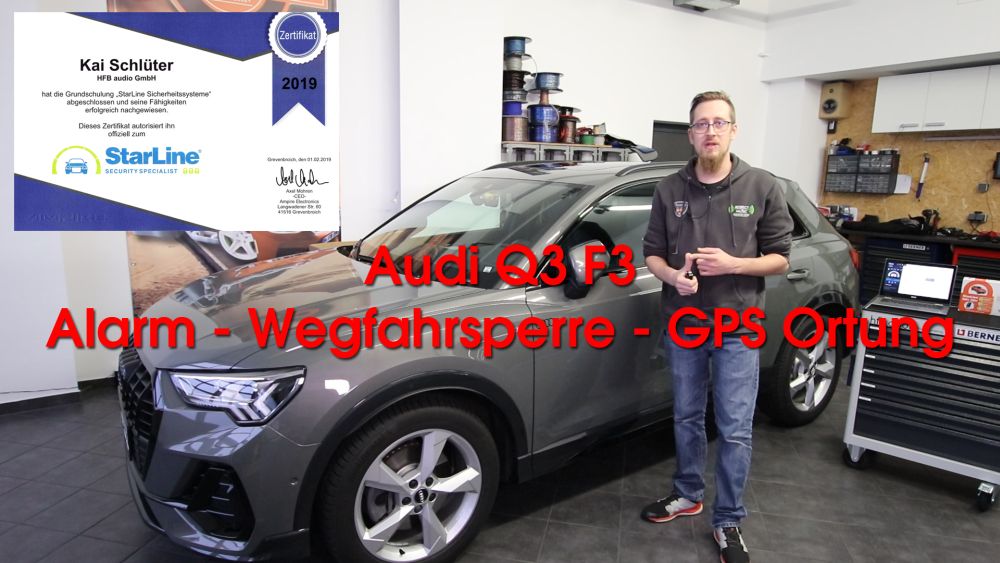 Alarmanlage, GPS Ortung und Wegfahrsperre, verbaut in einen Audi Q3 F3