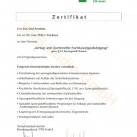 Airbag und Gurtstraffer Fachkundigenlehrgang Zertifikat